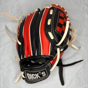 DICK'S SPORTING GOODS 7" Baseball Glove Red Black Left Hand
